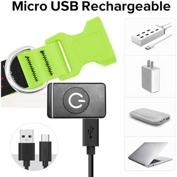 LED Dog Collar, Adjustable Comfortable Soft Mesh Safety Dog Collar , Gre… - Picture 3 of 5